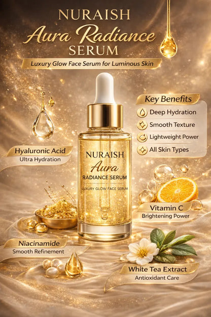 NURAISH Aura Radiance Serum | Luxury Glow Face Serum for Luminous Skin